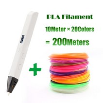 3D펜OLED 디스플레이가 있는 3D 프린팅 펜 두들링 아트 크래프트 제작 및 교육 완구용 전문가용 드로잉 도, White Add 200Meters|CHINA