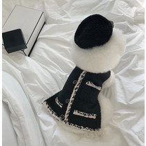 강아지명품옷 ins 새로운 흑백 짠 민소매 코트 개 코트 고양이 애완 동물 의류 숙녀 의류 럭셔리 개 의류 디자이너 개 옷, 검은 모자, 모자 한 사이즈
