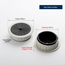 책상타공판 타공판악세사리 스탠드타공판 책상 라인 구멍 커버 60mm 플라스틱 라운드 박스 1 개 가구 캐비, 04 GRAY