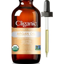 Cliganic USDA 아르간 캐리어 오일 4oz 순수 헤어 피부용 모로코 수입한 천연 콜드 프레스, 2 Fl Oz (Pack of 1)