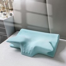 목침배게 코골이배게 높이조절배게 목주름배게 메모리 폼 뒷 목 베개 인체 공학적 옆면 위장 수면, Light blue