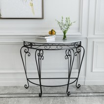 북유럽 골드 반원형 거실 복도 현관 콘솔 엔틱 테이블, 블랙80x35x80