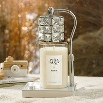 캔들백화점 스퀘어 크리스탈 루시드 캔들워머+소이캔들 대용량 대왕1000ml 캔들 세트, 루시드 실버화이트+아카시아