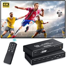 Vowish 4K 2x2 비디오 월 컨트롤러 8 디스플레이어 모드가 있는 HDMI 및 DVI 입력 TV 180도 회전 지원 스포츠 바 레스토랑 학교 회사 홈 시어터 쇼