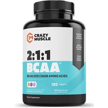 Crazy Muscle BCAA Pills with The Perfect 211 팽팽한 분지닮았어야 했어 - 알약당 1000mg 캡슐보다 편안함 120정, [02] 240개(1팩), [01] 알약