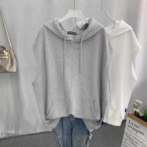 가을 빅 사이즈 후드 조끼 여자 민소매hua0067