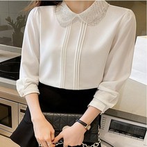 메이비굿 여성의류 카라 비즈 넥라인 여자블라우스