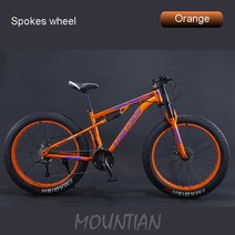 팻바이크 26 인치 산악 자전거 4.0 타이어 팻 7/21/24/27/30 스피드 3/5 스포크 휠 충격 흡수 해변 스노우, 04 Orange 1_01 26 inch_05 30