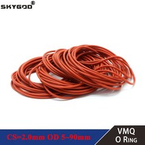 고무 실리콘 오링 O 링 패킹 바킹 개스킷 가스켓 VMQ CS 2mm OD 5 90mm 방수 와셔 절연 원형 모양 씰 레드 식품 등급 10 개, [51] OD 62mm ID 58mm, [01] CS 2mm, [01] 10Pcs, 10개
