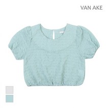 브루노바피 [반에이크] 엠보 라운드넥 반팔 블라우스_VB18BLQ309Z