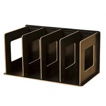 4 그리드 나무 책장 스토리지 랙 탁상 책장 홀더 홈 장식 데스크탑 잡지 선반, 06 Black