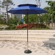[단품구성] 한국파라솔 국산 FRP 카본 2단 파라솔 직접세트구성 - 테이블 및 의자 물통받침대는 추가로 구매하셔야 됩니다, 29. 카본(우드색상) 2300mm 파라솔[백색]