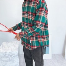 남자 여자 커플 크리스마스 체크 기본핏 셔츠