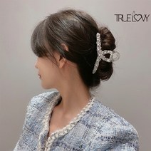 트루러비 로네 진주 스퀘어 올림머리 반묶음 헤어 머리 집게핀