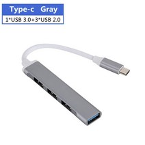 LccKaa-4 포트 USB 3.0 허브 분배기 익스텐더 맥북 맥 프로 미니 iMac XPS 플래시 드라이브 노트북 하드 용, [01] Type C  Gray