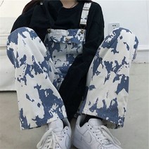 타이다이 워싱 데님 오버올 팬츠 아메카지 원마일웨이 시티보이 남친 룩 중학생 아들 선물