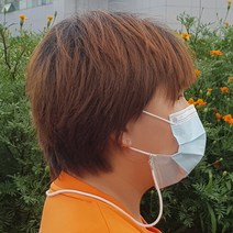[인씨네] 마스크 스트랩 심플한 목걸이줄 분실방지 길이 52cm 짧은 고리 목줄 목걸이 넥밴드 인쇄비용 별도, 투톤블랙(낱개포장)