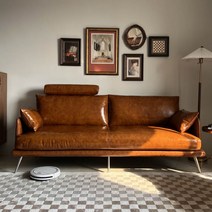 가죽 쇼파 넓은 이태리 인테리어 엔틱 명품 거실 3인 나뚜찌 모듈 스윙 다이닝, 극세사 가죽 1m 싱글