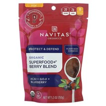 Navitas Organics 유기농 Superfood+ 베리 혼합물 아사이베리 + 구기자 + 블루베리 150g(5.3oz) 1팩, 1개, 227g