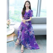 ROGBID 하계 여성복 스웨터 브이넥 반팔 프린트 원피스