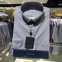 [예작]남성정장 와이셔츠 바닥 프린트 잔체크 일반핏 긴팔 (YJ1FBR943-GY)