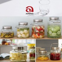 아데리아 메탈 뚜껑 밀폐 유리병 담금주 매실청 보관 용기, 3L (전용국자 포함)