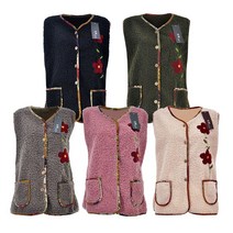 여성 플라워 오픈 양털 꽃 자수 뽀글이 간절기 가을 겨울 엄마 할머니 조끼