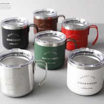[2HOT] 달라피아자 스텐 보온보냉 뚜껑 머그 350ml, 실버, 1개
