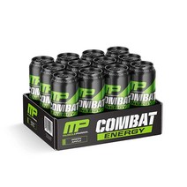 MusclePharm 컴뱃 에너지 드링크 473.2ml 그린 애플 탄산 12개 팩 머슬팜