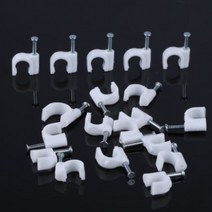 견고한 100pcs 12mm 라운드 철강 네일 케이블 와이어 벽 교수형 스크류 클립 RG59 RG6 화이트에 대 한 고품, 한개옵션1, 한개옵션0