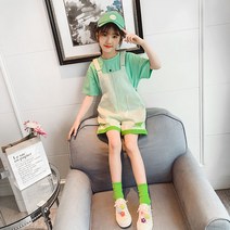 여아 여름 멜빵 얇은 한국식 아동 멜빵 반바지 반팔 투피스 패션 k89731