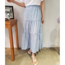 상상그이상 여성용 나염 3단 캉캉 롱스커트 러블리 플라워 패턴 편안한 데일리 허리밴딩 스커트