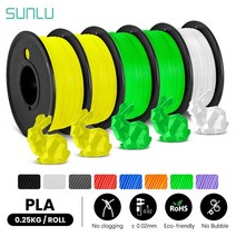 3D 프린터 소모품 필라멘트 SUNLU-5 롤 PLA 필라멘트 1.75MM 3D 펜 0.25KG/롤 미니 스풀 FDM 프린터 소재, 05 2YL2GN1WT