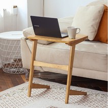 에보니아 이오스 원목 사이드 소파 노트북 보조 티테이블 500, 브라운