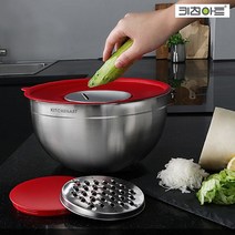 키친아트 믹싱볼 강판 채칼 슬라이서 볼 25cm 5P, 레드, 1개