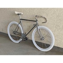 픽시 자전거 하이브리드 경륜 바이크 초보자용 레이싱, 실버프레임 + 블랭크 화이트 휠