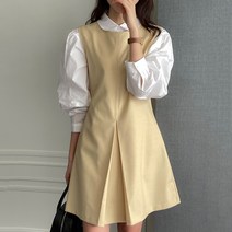 넷투넷코리아 여성 루즈핏 a라인 미니 원피스 레이어드 하객룩