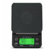 커피전자거을 핸드드립 타이머가있는 주방 저울 정밀 전자 저울 스마트 디지털 저울 휴대용, 타이머가있는 3kg-0.1g