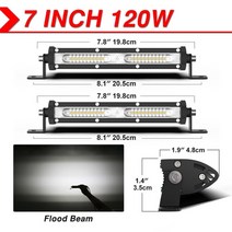 2종소형 바이크 4발이 ATV 네발 농업용 산악오토바이 레저 3륜바이크 naoevo 4x4 off road led 라이트 바 슈퍼 슬림 120w 12v 24v 7 12 inch, 홍수-7in-w-2pcs