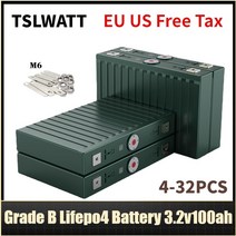전기자전거배터리 자전거 발전기 밧데리 3.2V 100Ah Lifepo4 배터리 LFP 셀 Diy RV 캠핑카 요트 태양 전기 자동차 홈 에너지 저장 EU 미국 세금 없음 4 피스, [01] Grade B 4PCS