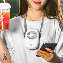 넥밴드 미니 사각 휴대용 목걸이 핸즈프리 선풍기 1200mAh, 핑크