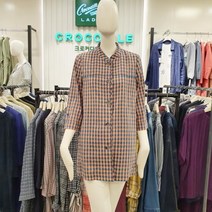 크로커다일레이디 시원하고 고급스런 마(린넨) 면 소재의 체크무늬 싱글 자켓 코트