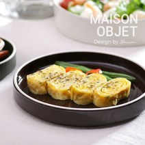 윤도자기 차곡 18cm 브런치접시, 딥브라운