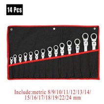 12 Pcs 래칫 렌치 72 치아 플렉스 헤드 래칫 렌치 세트 손 도구 상자 키 키트 워크샵 렌치 세트 주최자 가방, 14 Pcs