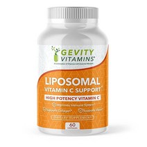 Gevity Vitamins 리포솜 비타민 C 1400mg 지용성 고흡수 비타민 C 면역 지원 및 항산화 물질 콜라겐 보충제 비건 캡슐 60개