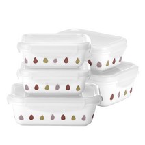 코렐코디네이츠 씨드 본차이나 직사각 찬통 중 2p + 소 3p 세트, 1세트, 밀폐용기 5p