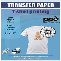 PPD Inkjet Iron-On Light T Shirt Transfer Paper 11 x 17 Pack of 10 Sheets (PPD007-10), 1