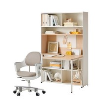 한샘 티오 일반 책상세트 5단 120cm + 링고S 학생용의자 DIY 고정중심봉(발받침), 화이트/내추럴오크+복숭아핑크(G)