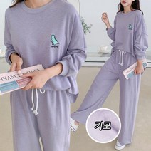 기모 다이노 트레이닝세트 겨울 루즈핏 여성 트레이닝 복 투피스 세트 여자 캐주얼 빅사이즈 맨투맨 티셔츠 밴딩 팬츠 홈웨어 파자마 잠옷
