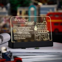 Kyglaring 파워 베이스가 있는 빛나는 투명 아크릴 명판 레고 크리에이터 부티크 호텔 10297 빌딩 세트 사인 디스플레이용(빛나는 명판), Glowing Nameplate